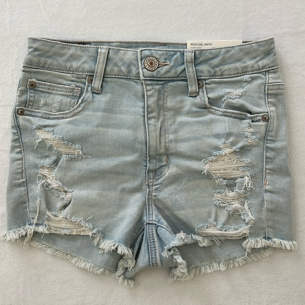 American Eagle Hi-Rise Shortie Next Level Stretch Jean Shorts